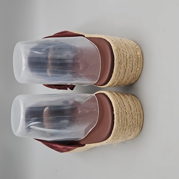 Vince Solana Suede Burgundy Slide-On Platform Espadrille Sandals Women 9 - Picture 4 of 9